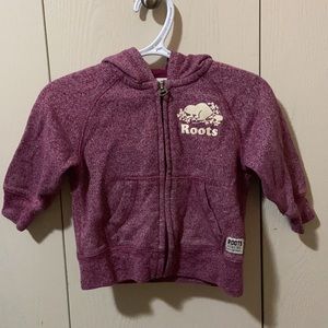 Roots Fuchsia and White Marled Zipping Hoodie